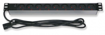 PDU9p+T1U-10 - Bandeau d'alimentation 19" 9 prises noire + voyant, C14